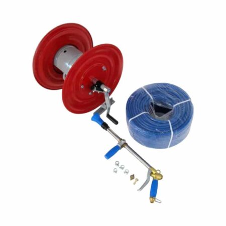 Set sa plastičnim nosačem creva, 50 m crevom i inox prskalicom